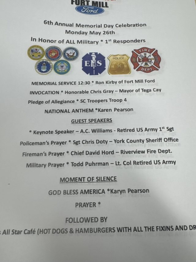 Fort Mill Ford Hosts 6th Annual Memorial Day Celebration