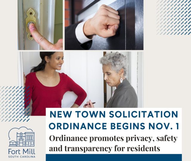 Fort Mill’s Solicitation Ordinance Takes Effect Nov. 1 to Boost Privacy and Safety